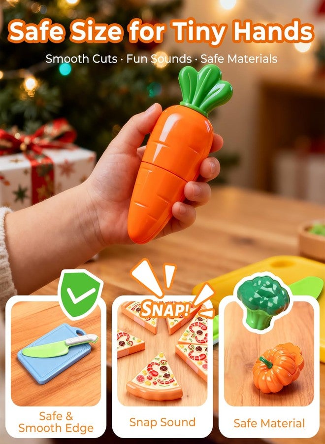 Fiderix 120 PCS Safe Durable Play Food Set for Kids Kitchen with Fruits, Veggies, Meat, 2 Baskets and Mat - Educational Pretend Toys for Boys and Girls Ages 3 4 5, Perfect Christmas and Birthday Gift - Image 4